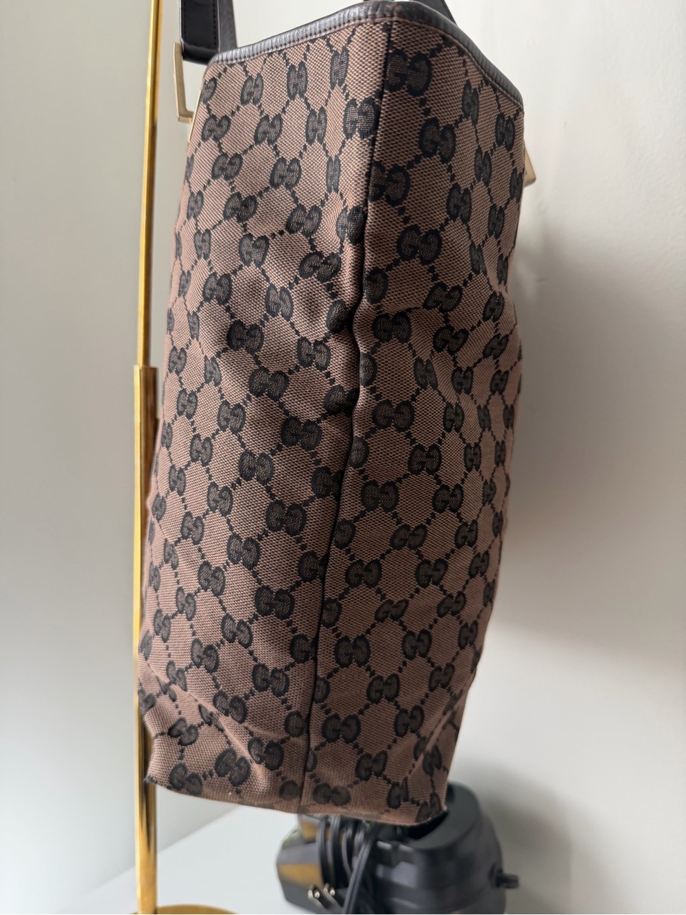 Authentic Gucci Brown and Black GG Canvas Tote - Picture 3 of 16